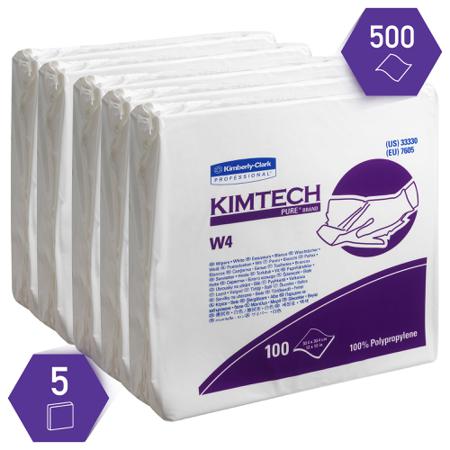 7605 KIMTECH Pure W4 Wipers  Dry Cleaning Wipes, Bag of 100, 304 x 304mm