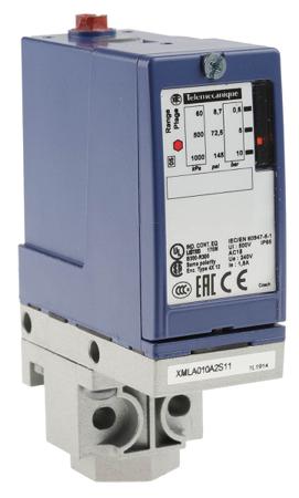 XMLA010A2S11 Telemecanique Sensors Pressure Sensor, 0.6bar Min, 10bar Max, Relay Output, Differential Reading