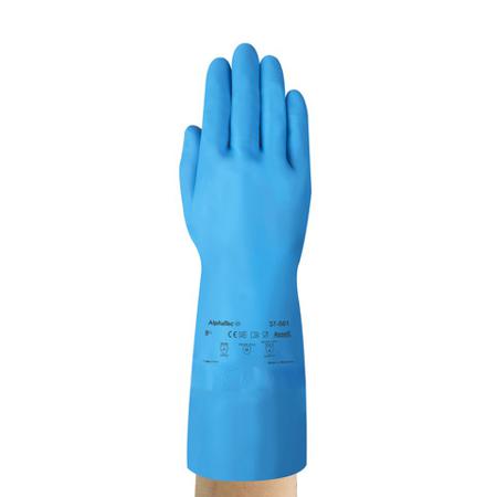 37501100 Ansell AlphaTec 37-501 Blue Nitrile Chemical Resistant Work Gloves, Nitrile Coating