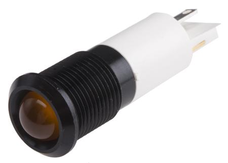 209-232 RS PRO Orange Panel Mount Indicator, 240V, 14.5mm Mounting Hole Size, Solder Tab Termination, IP40