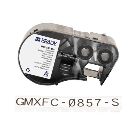M4C-500-499 Brady B-499 on Black on White Label, 12.70 mm Width