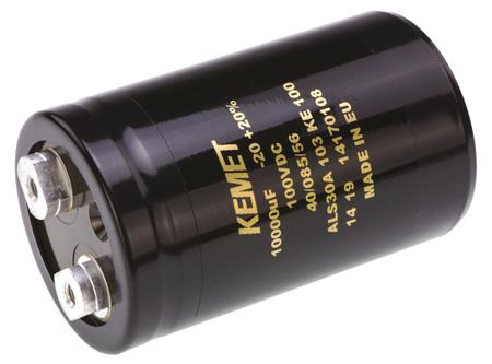 ALS30A103KE100 KEMET 10000μF Aluminium Electrolytic Capacitor 100V dc, Screw Terminal -