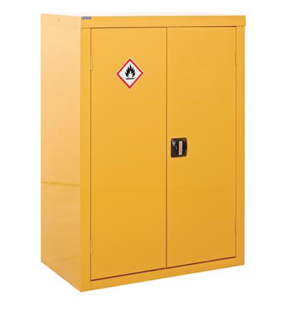 440-913 RS PRO Yellow Steel Lockable 2 Door Hazardous Substance Cabinet, 1200mm x 900mm x 460mm