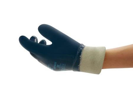 27602090 Ansell ActivArmr Hycron 27-602 Blue Cotton Abrasion Resistant Work Gloves, Size 9, Nitrile Coating