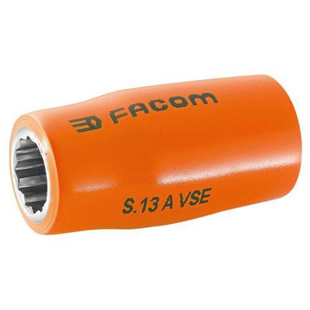S.17AVSE Facom 1/2 in Drive 17mm Insulated Standard Socket, 12 point, VDE/1000V, 52 mm Overall Length