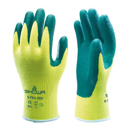 SHO3602 Showa S-TEX 300 Green, Yellow 10 Gauge Hagane Coil Abrasion Resistant, Cut Resistant Work Gloves, Size Medium, Nitrile