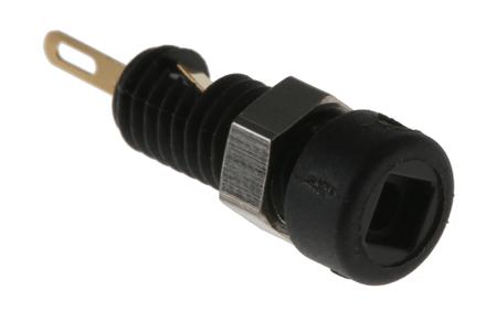 930308700 Hirschmann Test & Measurement Black Female Banana Socket, 2mm Connector, Solder Termination, 6A, 60V dc, Gold, Nickel