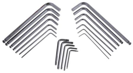 248-3075 RS PRO 19 piece L Shape Imperial, Metric Hex Key Set, 2 → 8 mm, T6 → T25