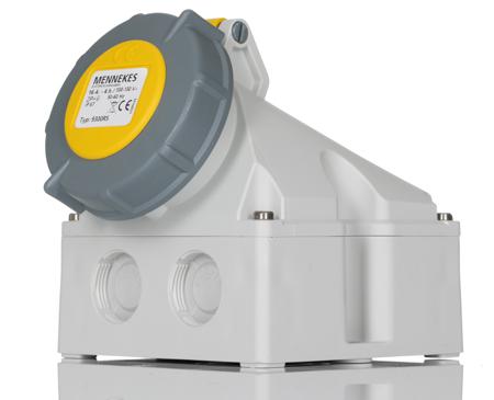 9300 MENNEKES IP67 Yellow Wall Mount 3P 25 ° Industrial Power Socket, Rated At 16A, 110 V