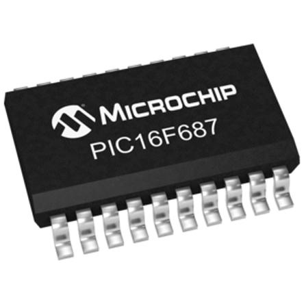 PIC16F687-I-SO Microchip PIC16F687-I/SO, 8bit PIC Microcontroller, 20MHz, 2048 words Flash, 20-Pin SOIC
