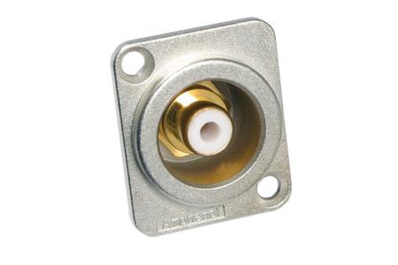 ACJD-WHT Amphenol Industrial Silver Chassis Mount RCA Socket, Gold, 10A