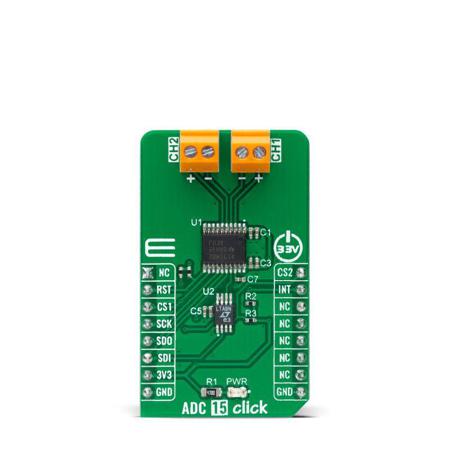 MIKROE-4890 MikroElektronika  ADC 15 Click Add On Board Signal Conversion Development Tool