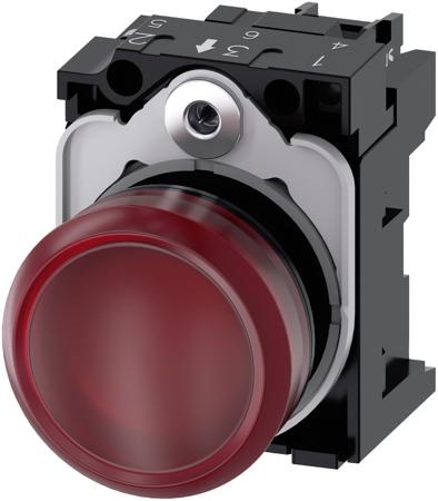 3SU1103-6AA20-1AA0 Siemens, SIRIUS ACT 3SU11, Panel Mount Red LED Indicator, 22mm Cutout, Round, 110V ac