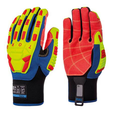 SKG00035DN Skytec Torq Quantum Blue, Red Polyester, Spandex, TPR Cut Resistant, Impact Protection Work Gloves, Size 12, XXXL,