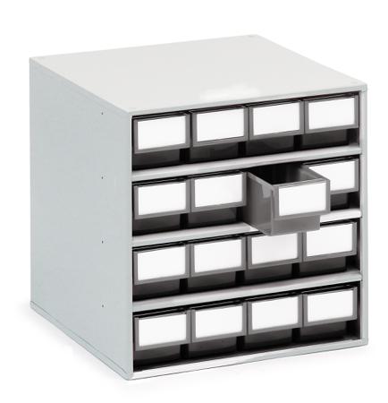 1640-3 Treston 16 Drawer Storage Unit, Plastic, 395mm x 400mm x 400mm, Grey