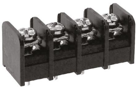 3-1437664-3 Barrier Strip, 4 Contact, 9.53mm Pitch, 1 Row, 20A, 300 V