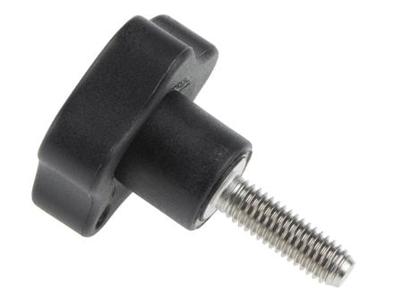 166263 Elesa  Black Multiple Lobes Clamping Knob, M6, Threaded Stud