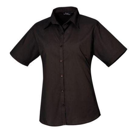 137-0628 RS Pro Black Women's Cotton, Polyester Short Sleeved Blouse, UK- 10, EUR- 36