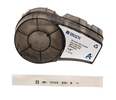 M21-250-430 Brady B-430 Black on Black on Transparent Label Printer Tape, 6.4 m Length, 6.35 mm Width