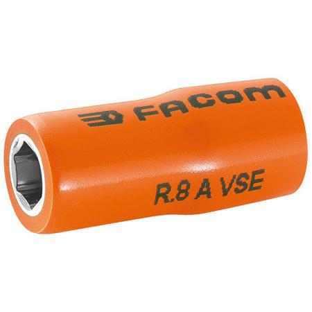 R.12AVSE Facom 1/4 in Drive 12mm Insulated Standard Socket, 6 point, VDE/1000V, 22 mm Overall Length