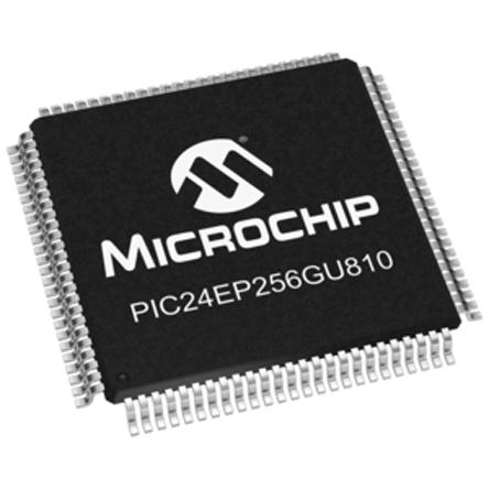 PIC24EP256GU810-I/PF Microchip , 16 bit PIC, PIC24EPXXXGU810 Microcontroller, 70 MHz, 280kB FLASH, 100-Pin TQFP