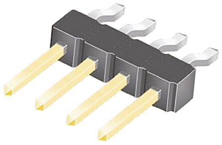 TSM-104-02-L-SH Samtec TSM Series Right Angle Surface Pin Header, 4 Contact(s), 2.54 mm Pitch, 1 Row, Unshrouded