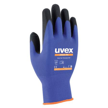 6002710 Uvex athletic lite Black, Blue Elastane, Polyamide Abrasion Resistant Work Gloves, Size 10, Micro-NBR Foam Coating