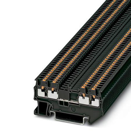 3208199 Phoenix Contact  PT 1.5/S-QUATTRO BK Series Black, 0.14 → 1.5mm², Single-Level, Push In Termination
