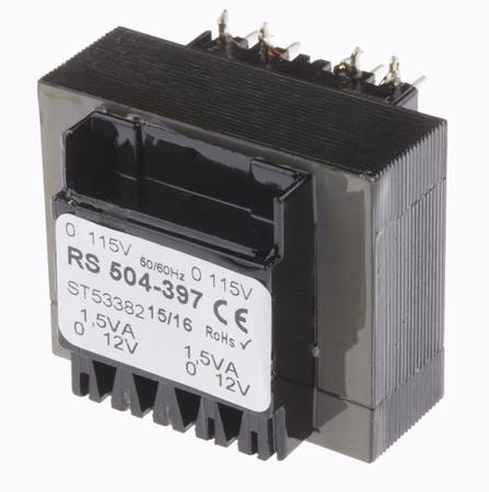 504-397 RS PRO 12V ac 2 Output Through Hole PCB Transformer, 3VA