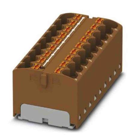 3273844 Phoenix Contact Distribution Block, 18 Way, 6mm², 32A, 450 V, Brown