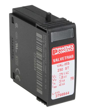 2798844 Phoenix Contact, VAL-MS 230 ST Surge Protector 230 V ac Maximum Voltage Rating 40kA Maximum Surge Current Surge