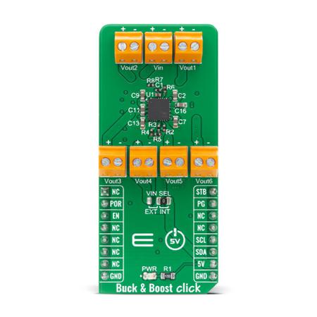 MIKROE-4354 MikroElektronika Buck & Boost Click Buck-Boost Controller for MIC7401 for System equipped with the mikroBUSTM socket