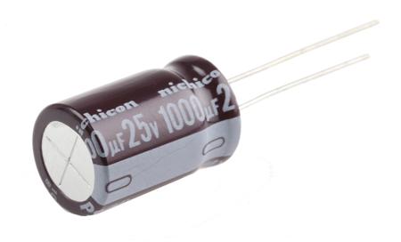 UPS1E102MHD Nichicon 1000μF Aluminium Electrolytic Capacitor 25V dc, Radial, Through Hole -