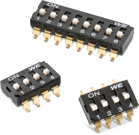 418121270812 Wurth Elektronik 1 Way Surface Mount DIP Switch SPST, Raised Actuator