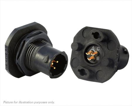 UTS78E3P Souriau Sunbank by Eaton Circular Connector, 3 Contacts, Panel, Standard Connector, Plug, Male, IP68, IP69K, UTS Series