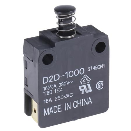 D2D-1000 Omron Door Micro Switch, Plunger, SPDT 16 A @ 250 V ac IP40, -25 → +85°C