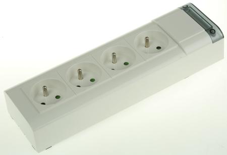 0 506 10 Legrand Type E - French 4 Gang Trailing Socket, 250 V ac, No