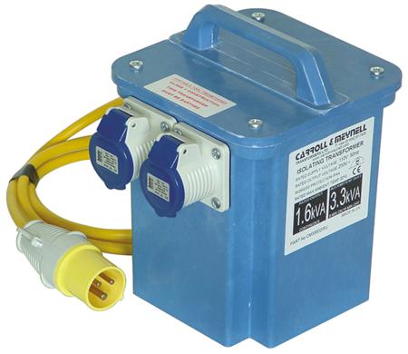 CM3300/200/SU Carroll & Meynell 3kVA Site Transformer, 110V ac Primary, 230V Secondary, 2 x 16A O/P