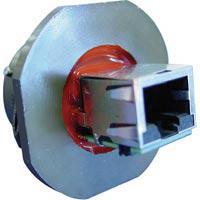 RJF2SA1B connector,metal circ,panel mount recept,rj45 to rj45,transversal seal,black fin