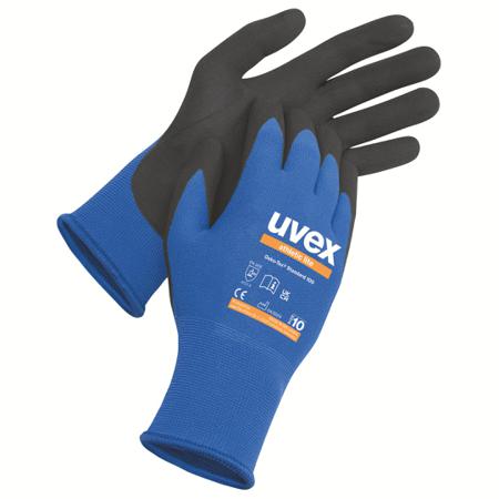 6002710 Uvex athletic lite Black, Blue Elastane, Polyamide Abrasion Resistant Work Gloves, Size 10, Micro-NBR Foam Coating