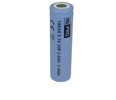 196-922 RS PRO RS PRO, 3.70V, 18650, Lithium-Ion Rechargeable Battery, 2000mAh
