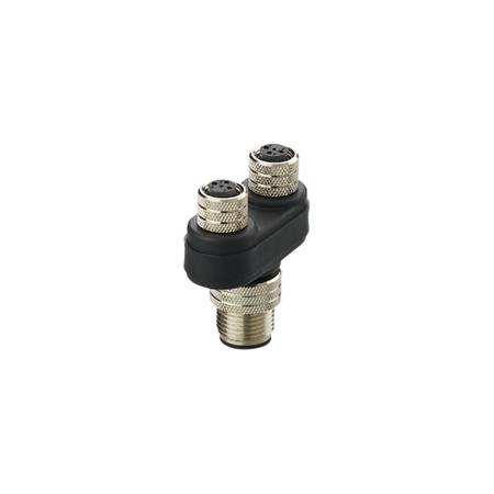 E10802 ifm electronic Side Entry, Top Entry 1 Pole M12 Plug to 2 Pole M8 Socket Adapter