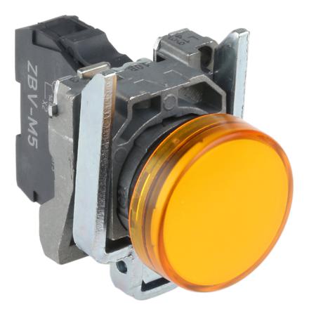 XB4BVM5 Schneider Electric XB4 Orange LED Pilot Light, 22mm Cutout, IP66, IP67, IP69, IP69K, 240 V ac, 3 A ac, 270 mA dc