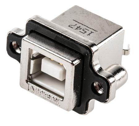 MUSBD51100 Amphenol Communications Solutions Straight, Through Hole, Socket- Single Port Type B USB Connector