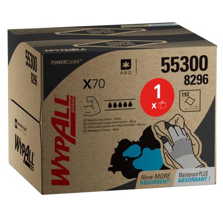 8296 WYPALL WypAll® X70 Power Clean™  White Cloths for General Cleaning, Dry Use, Box of 200, 426 x 282mm, Repeat Use