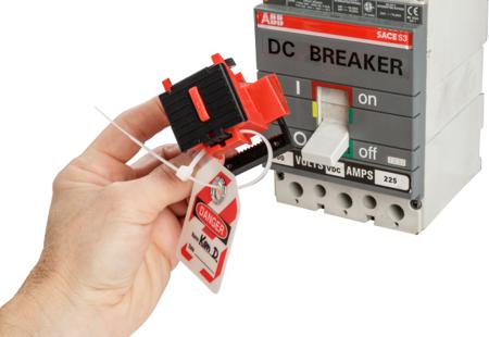 TAGLOCK-480-600V-CLAMP-ON-BRKR-LO-EA Brady Red Glass Fibre Reinforced Plastic Breaker lockout, 7.37mm Shackle