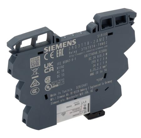 3RQ3118-2AM01 Siemens Optocoupler, Max. Forward 24 V dc, Max. Input 1 A @ 24 V dc, 3 A @ 250 V ac, 6.2mm Length,