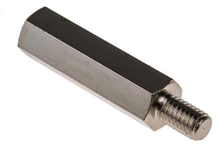 806-6673 RS PRO Standoff, M6 x M6 Thread, 35mm Body, Steel, Male/Female, 10mm Stud