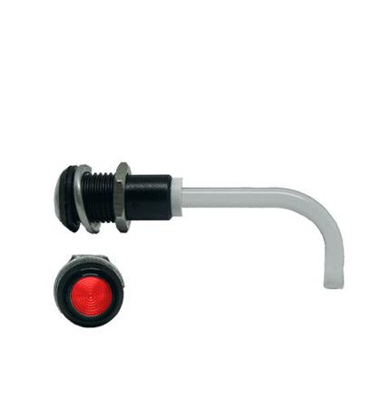 RHD-0700-2500-F9PZR67PR  Bivar, Panel Mount Right Angle LED Light Pipe, Red Round Lens