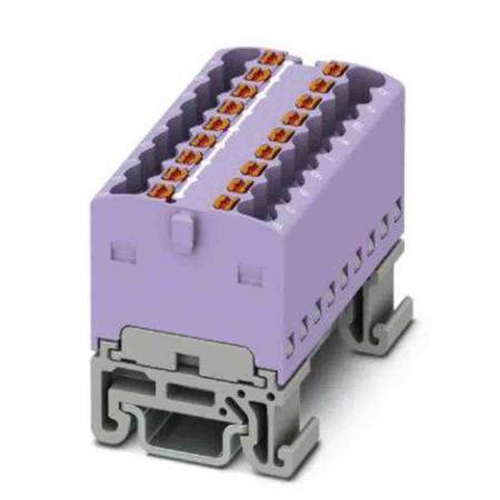 3002975 Phoenix Contact Distribution Block, 18 Way, 2.5mm², 17.5A, 500 V, Violet